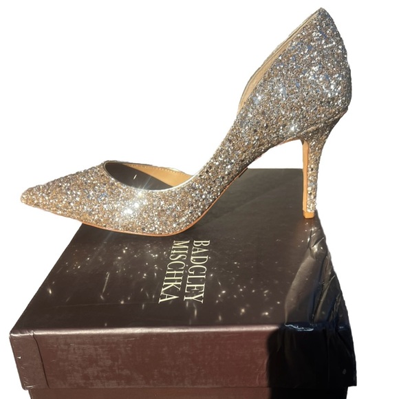 Badgley Mischka Glittering Hold Daisy Heels NIB 8 - Picture 1 of 10